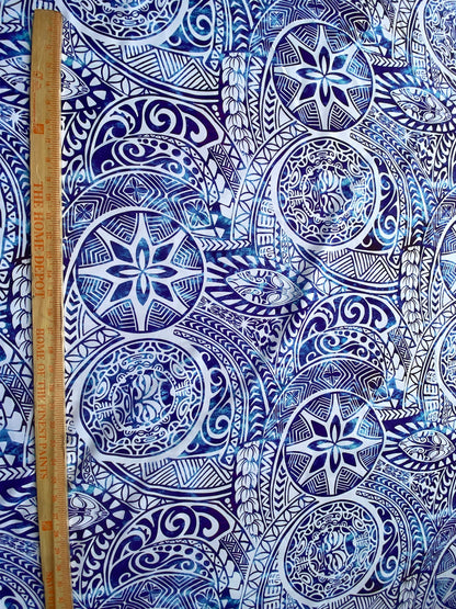 New Polynesian Samoan Print Fabric with Tribal Tattoo Design on Peach Skin - 58" Wide - Island Fabric - By The Yard  | Gtex Fabrics
