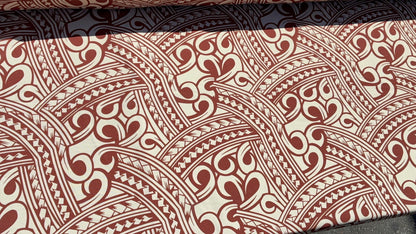 Island Fabric - Polynesian Tribal Fabric – 100% Polyester MiniMatt – Made in New Zealand 60” Wide (Beige and Brown)  | Gtex Fabrics