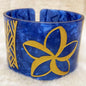 New Plumeria Floral w Tribal Carved Acrylic Cuff Bracelets Bangles – Polynesian Island Tribal Jewelry – 2.75″ Diameter x 2″ Width