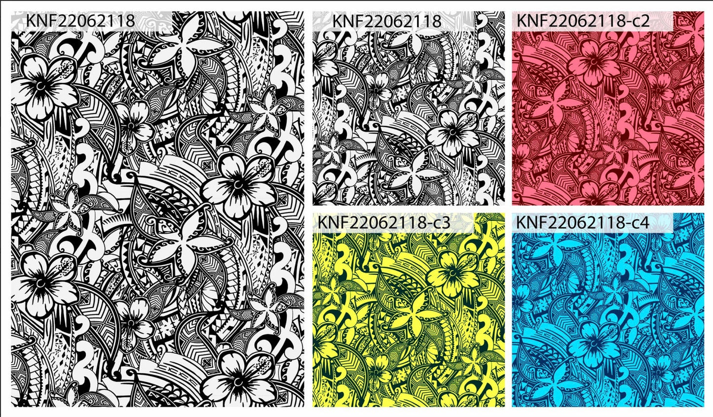 GTEX Collection KNF-18 - Polynesian Fabric -Digital Tribal Tattoo, Island Fabric - Sold by the Yard - FDY Peachskin Fabric 58" - New Design  | Gtex Fabrics