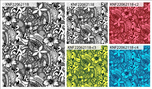 GTEX Collection KNF-18 - Polynesian Fabric -Digital Tribal Tattoo, Island Fabric - Sold by the Yard - FDY Peachskin Fabric 58" - New Design  | Gtex Fabrics