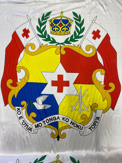 Seal of Tonga - Logo on Satin Fabric - Panel 40" x 58" Wide - Flag of Tonga for Quilts, Mono Mono, Crafts & More | Gtex Fabrics
