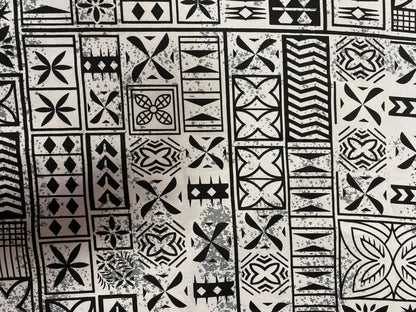 Polynesian Elegance: 36" Polyester Fabric with Poly Cotton Feel– Tribal and Floral Fusion  Tapa Block Print- Made In Thailand - Low Price 2  | Gtex Fabrics