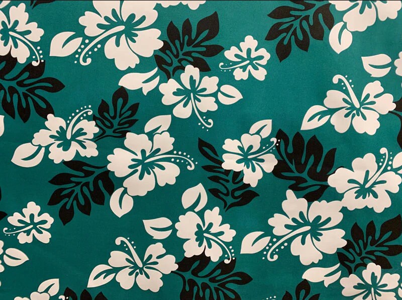 South Pacific Islander Flowers - Polynesian Fabric - Hibiscus Floral Design, Hawaiian - Sold by the Yard - Polyester Gabardine Fabric 60" | Gtex Fabrics