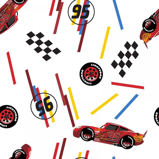 Disney Cars Fabric - Lightning McQueen Tires Toss - 100% Cotton - 43” Wide - Sold by the Yard - Kids Quilting & Crafts Material  | Gtex Fabrics