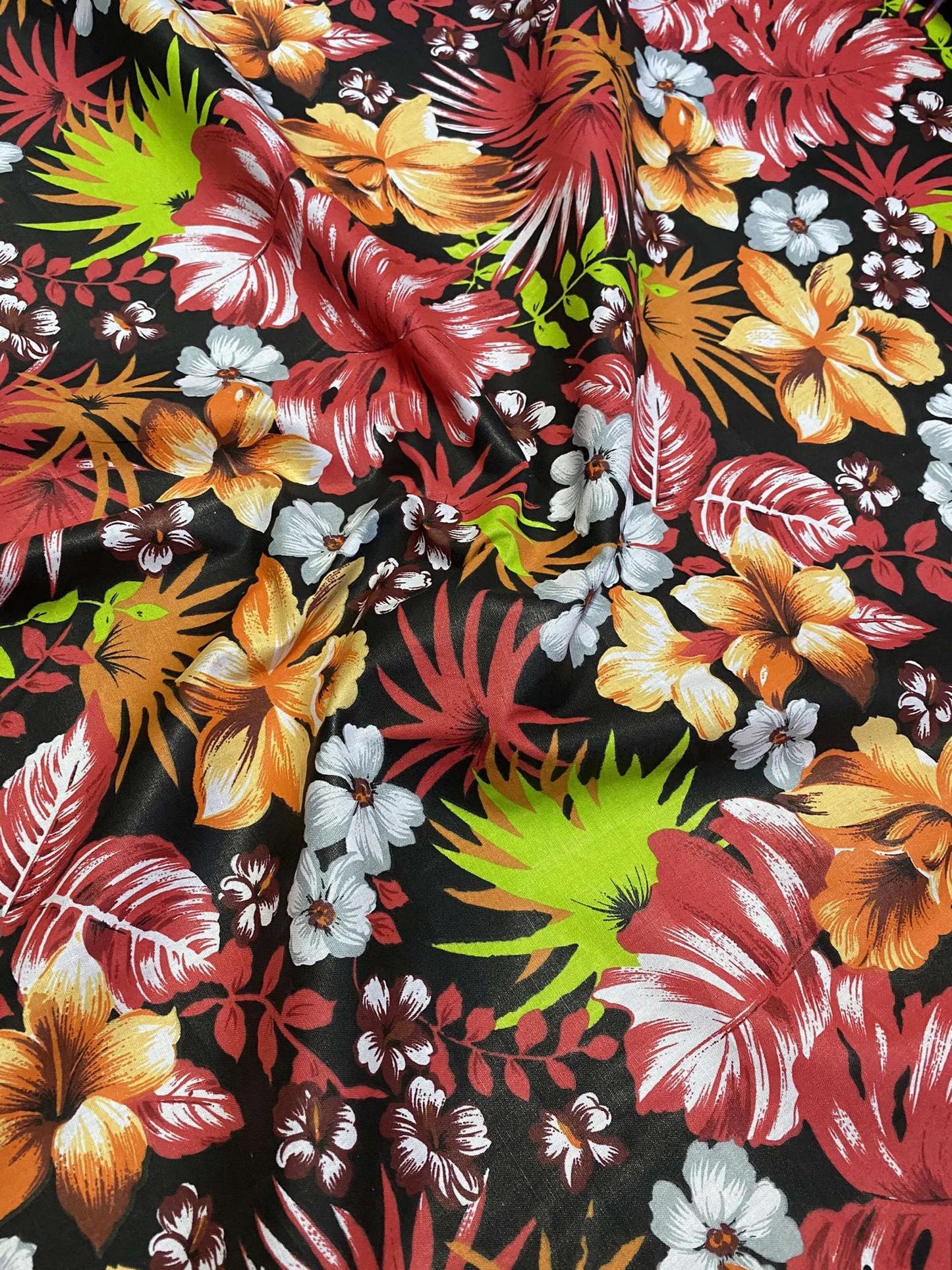 GTEX Collection C111 - Hawaiian Print Luau Floral All Over Design - Poly Cotton Fabric 60"  | Gtex Fabrics