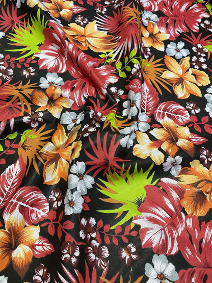 GTEX Collection C111 - Hawaiian Print Luau Floral All Over Design - Poly Cotton Fabric 60"  | Gtex Fabrics