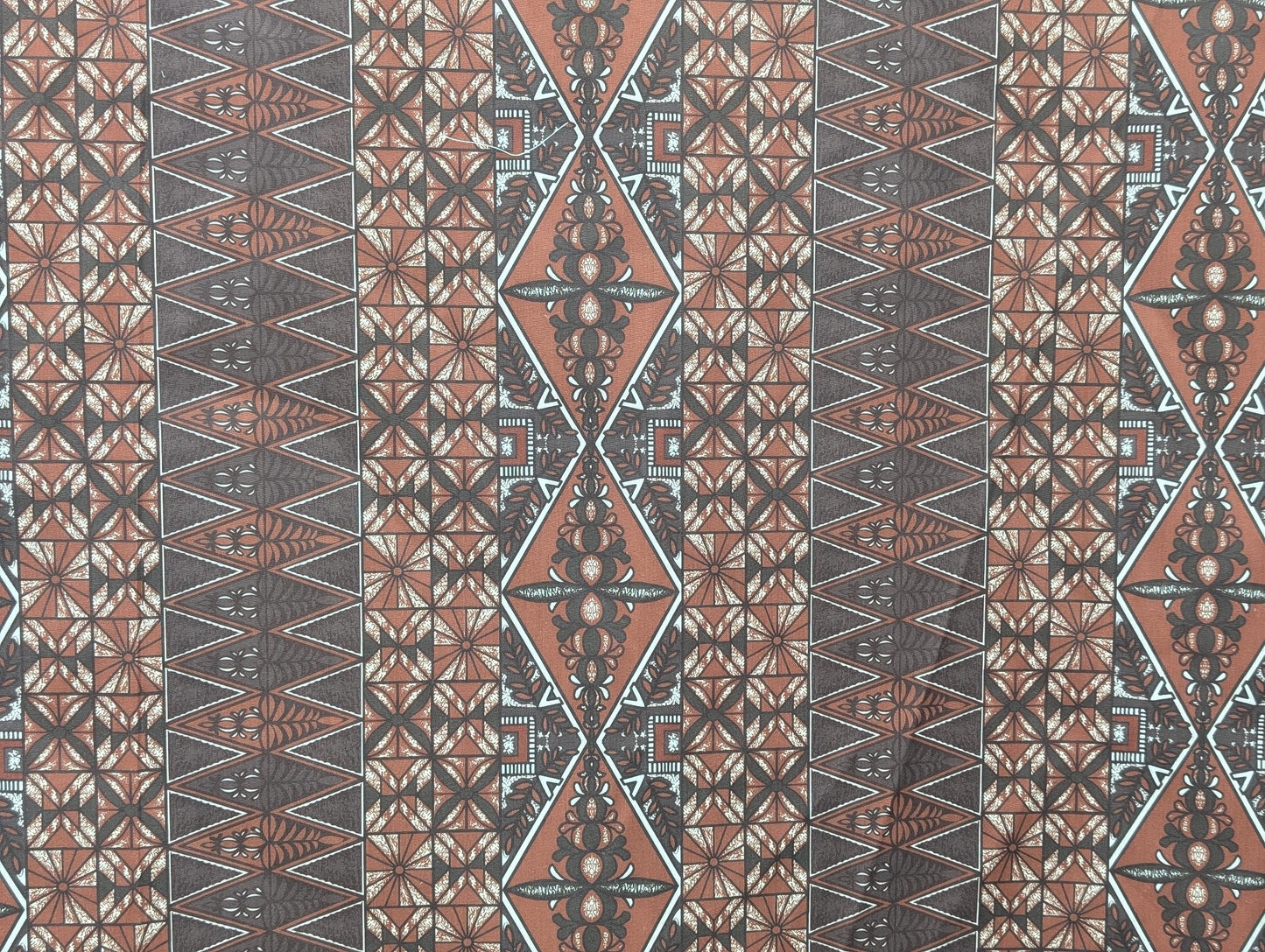 Polynesian Fabric -Tongan Tapa Fabric, Block Print, Tribal Tattoo, Island Fabric - Sold by the Yard - Poly Cotton Fabric 45" - New Design  | Gtex Fabrics