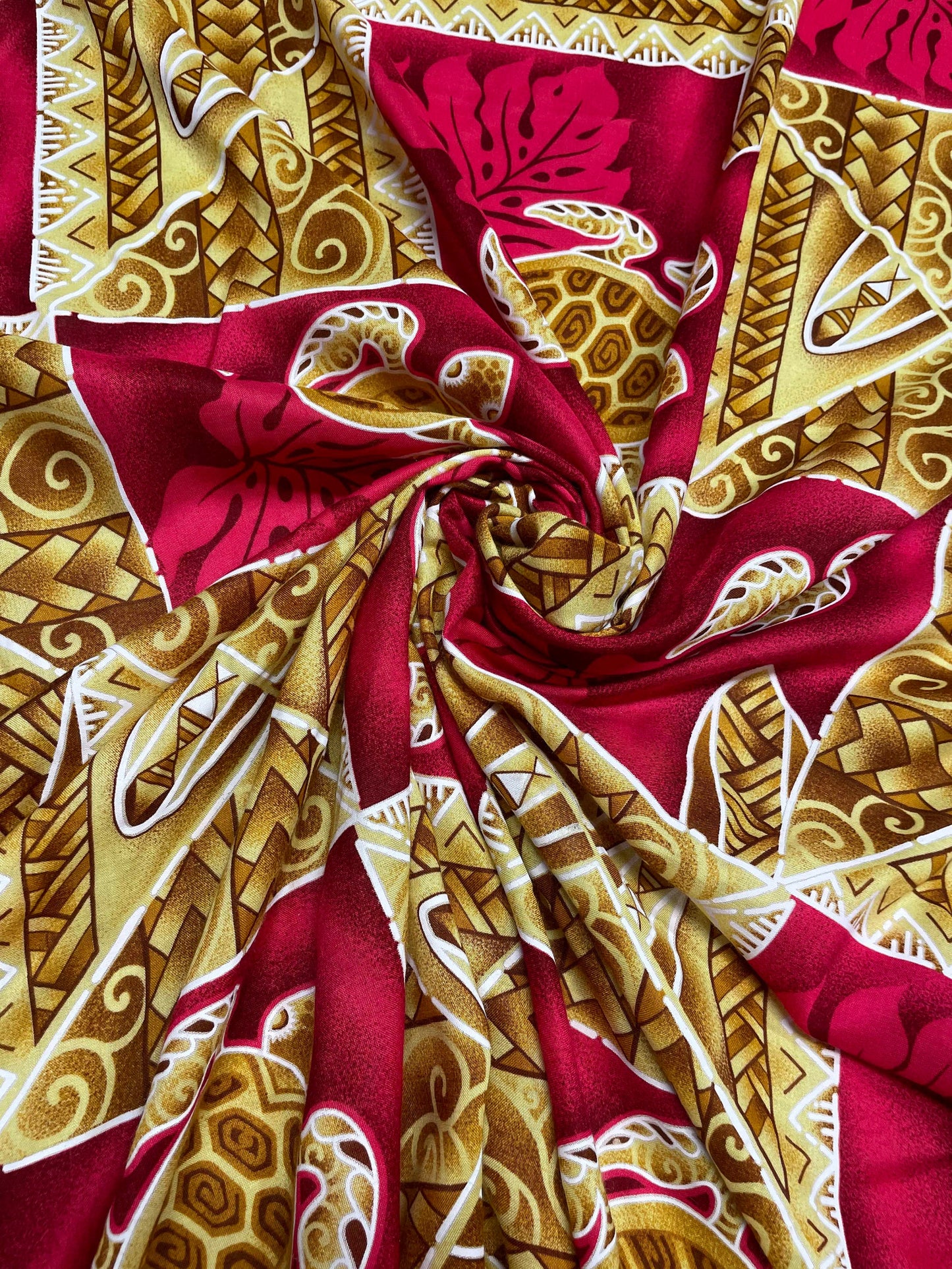 Polynesian Tapa Fabric - Tribal Hawaiian Cute and Unique Fabric Design - Sold by the Yard - Luxury Rayon Quality 45" | Gtex Fabrics