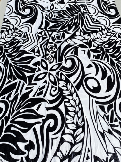 GTEX Collection- Exquisite Traditional Polynesian Tattoo Design | Foil Fabric - Stretch Scuba Fabric - 63" High-Quality Shimmer Design  | Gtex Fabrics