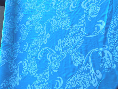 Polynesian Cotton Fabric by the Yard – Turquoise & White Tropical Turtle Print – 100% Cotton Island Fabric, 45" Wide – Tropical Design | Gtex Fabrics