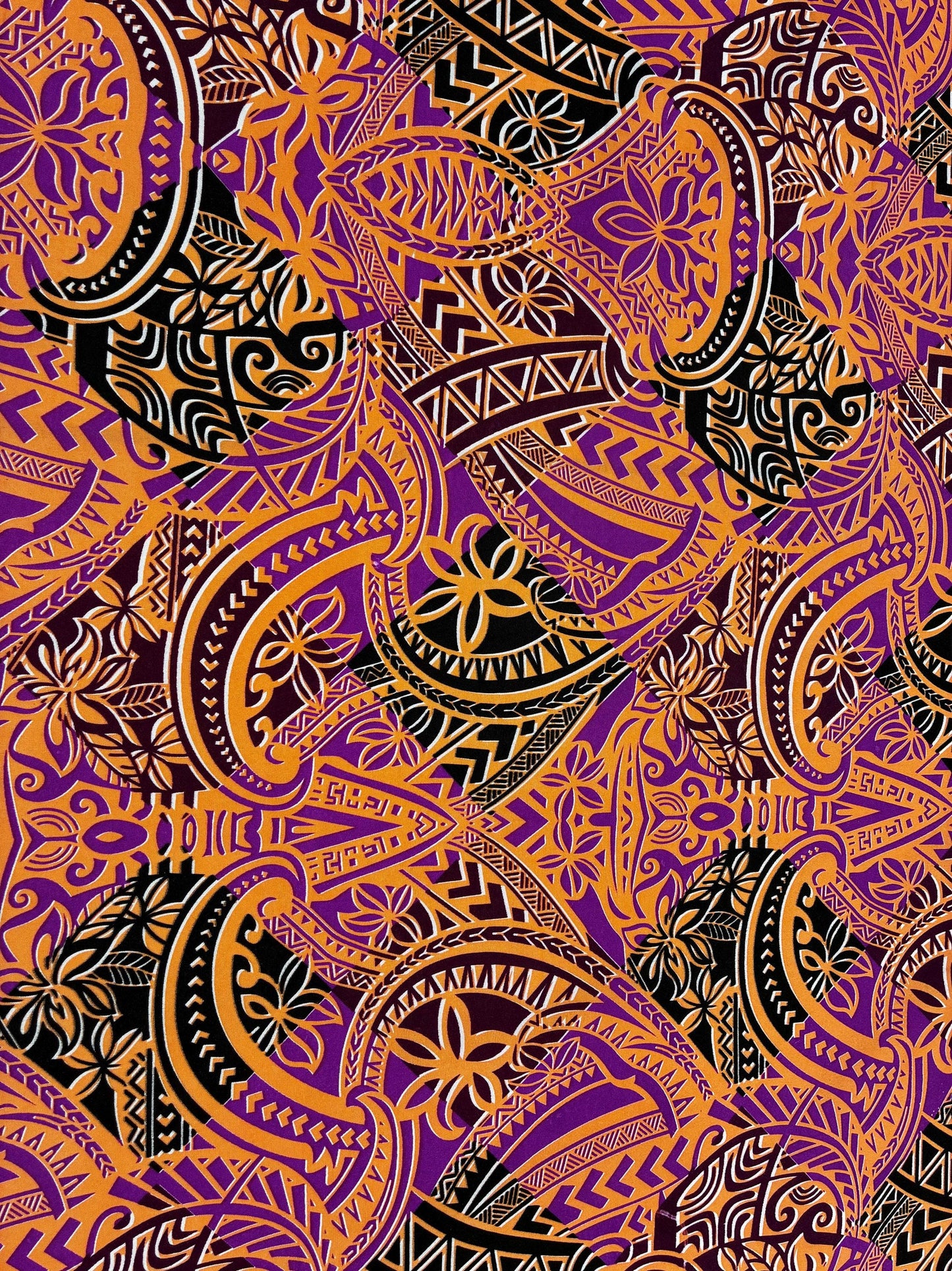 Polynesian Tribal Fabric – Island Print | 45” Wide | Lightweight Poly Cotton Feel | 100% Polyester | Sold by Yard or Roll | Gtex Fabrics