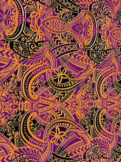 Polynesian Tribal Fabric – Island Print | 45” Wide | Lightweight Poly Cotton Feel | 100% Polyester | Sold by Yard or Roll | Gtex Fabrics