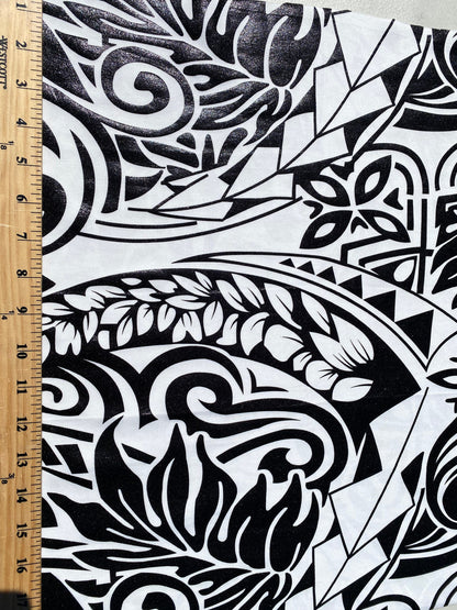 GTEX Collection- Exquisite Traditional Polynesian Tattoo Design | Foil Fabric - Stretch Scuba Fabric - 63" High-Quality Shimmer Design  | Gtex Fabrics
