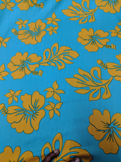 Hawaiian Print Luau Floral Luxury Rayon Fabric 45" Sold By The Yard | Gtex Fabricss