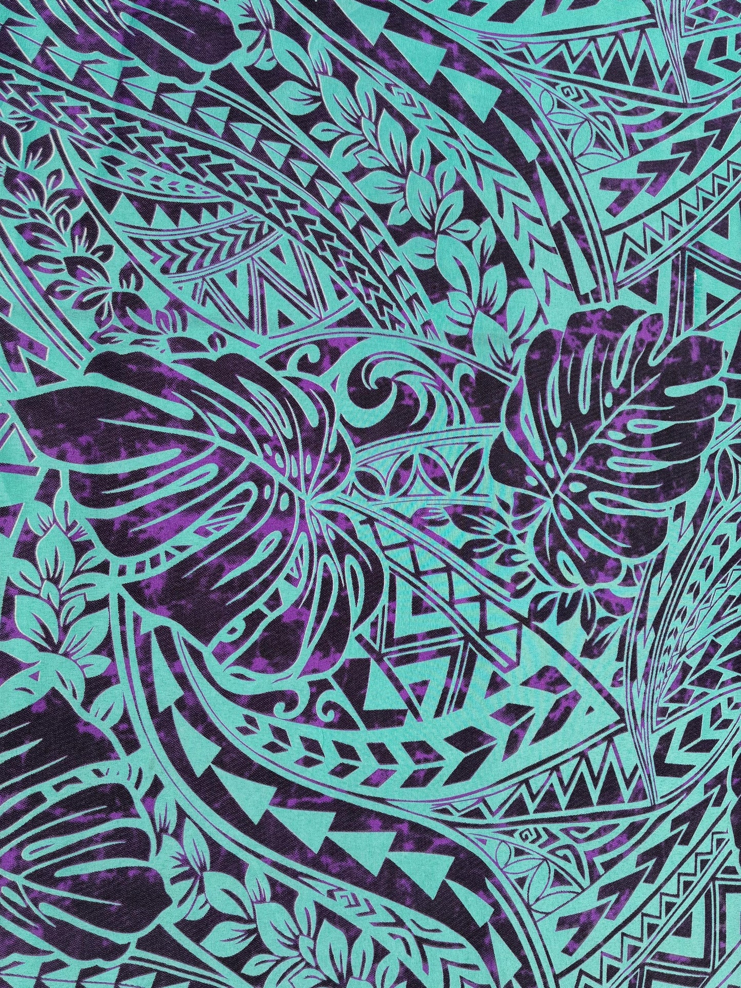 Polynesian Monstera Leaf Fabric – Tribal Island Print | 45” Wide | Lightweight Poly Cotton Feel | 100% Polyester | Sold by Yard or Roll | Gtex Fabrics
