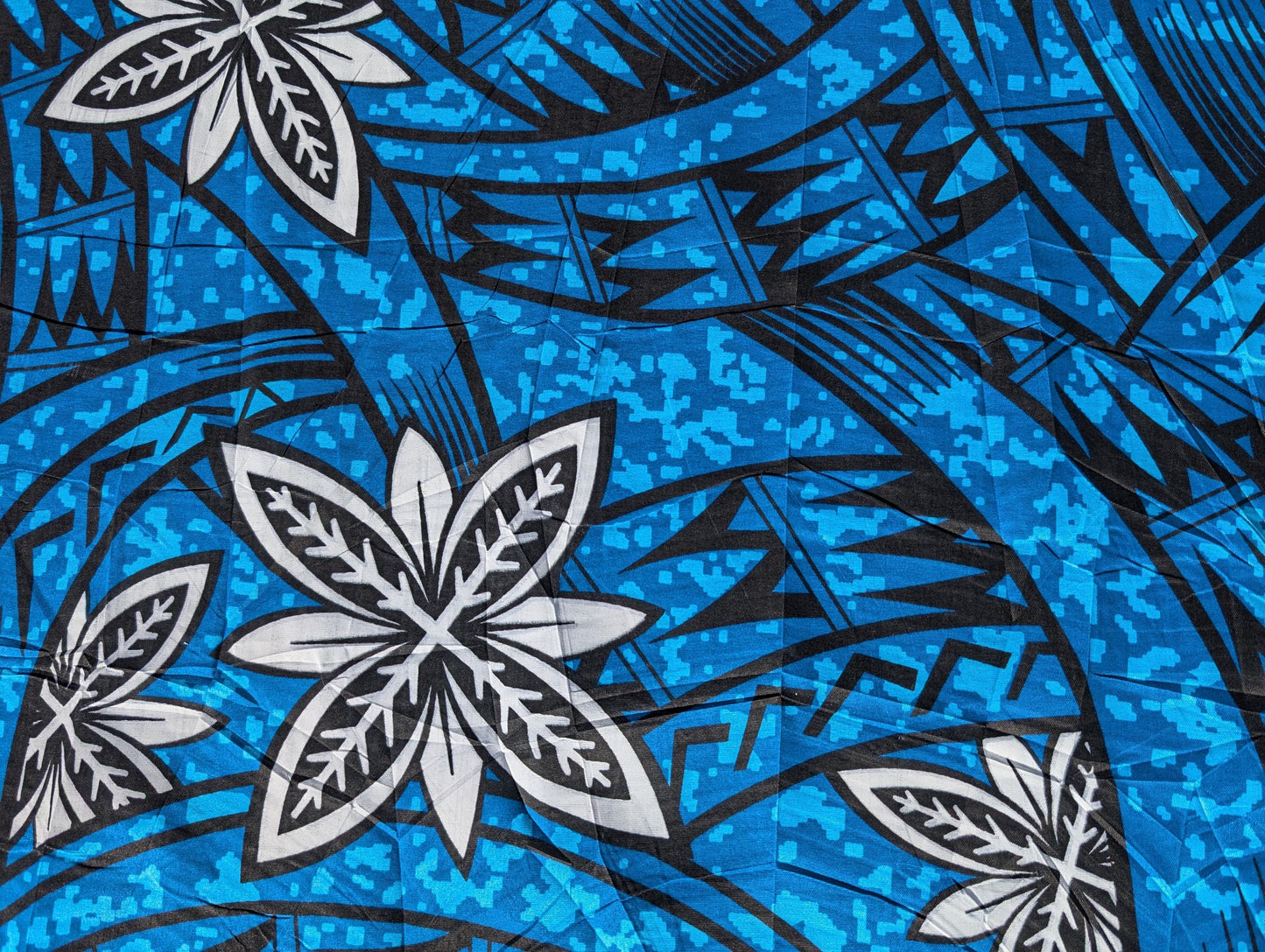 Polynesian Elegance: 36" Polyester Fabric with Poly Cotton Feel– Tribal and Floral Fusion  Tapa Block Print- Made In Thailand - Low Price   | Gtex Fabrics