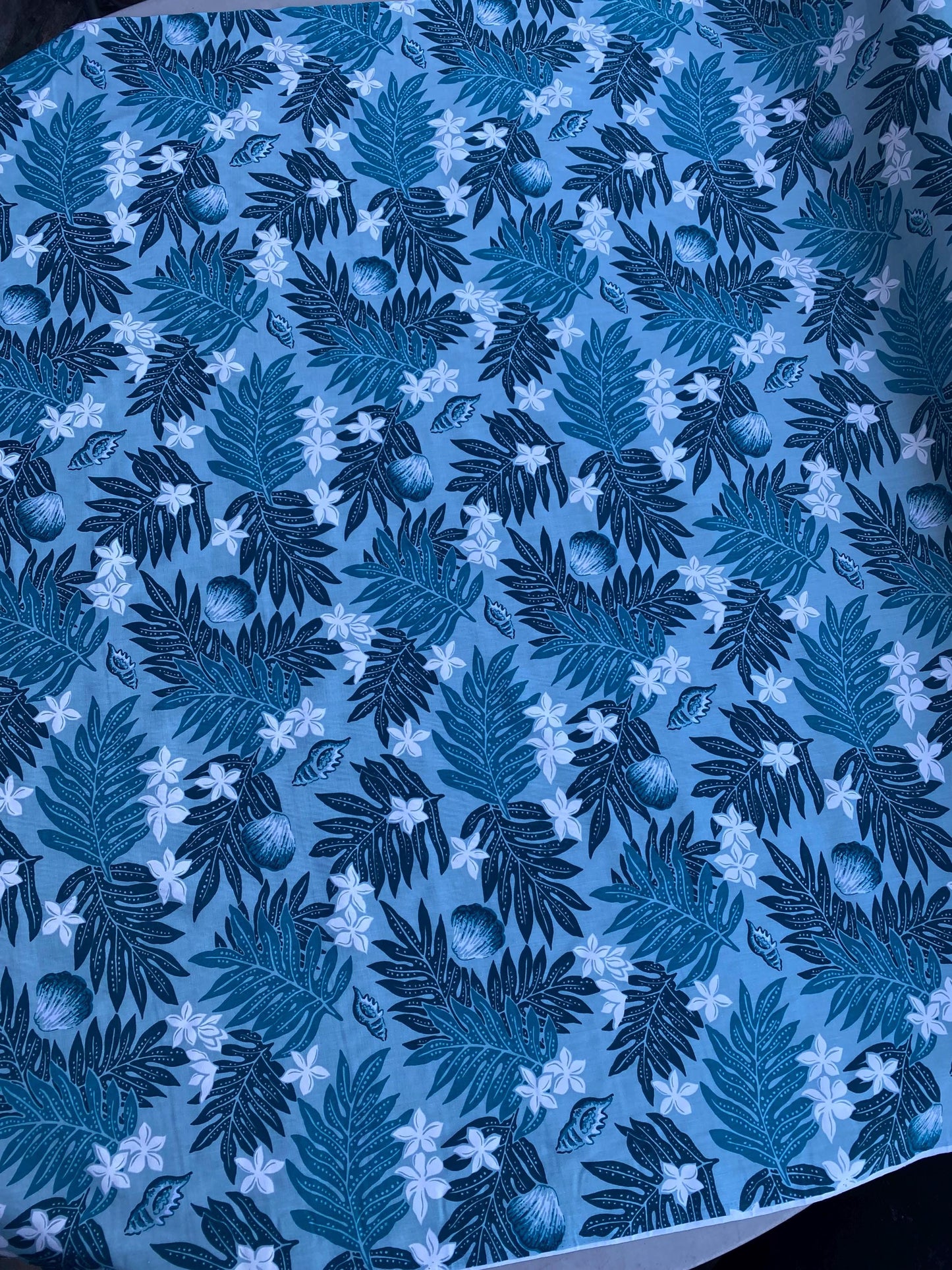 Polynesian Cotton Fabric by the Yard – Turquoise & Aqua Hawaiian Floral Print – 100% Cotton Island Fabric, 45" Wide – Tropical Design | Gtex Fabrics