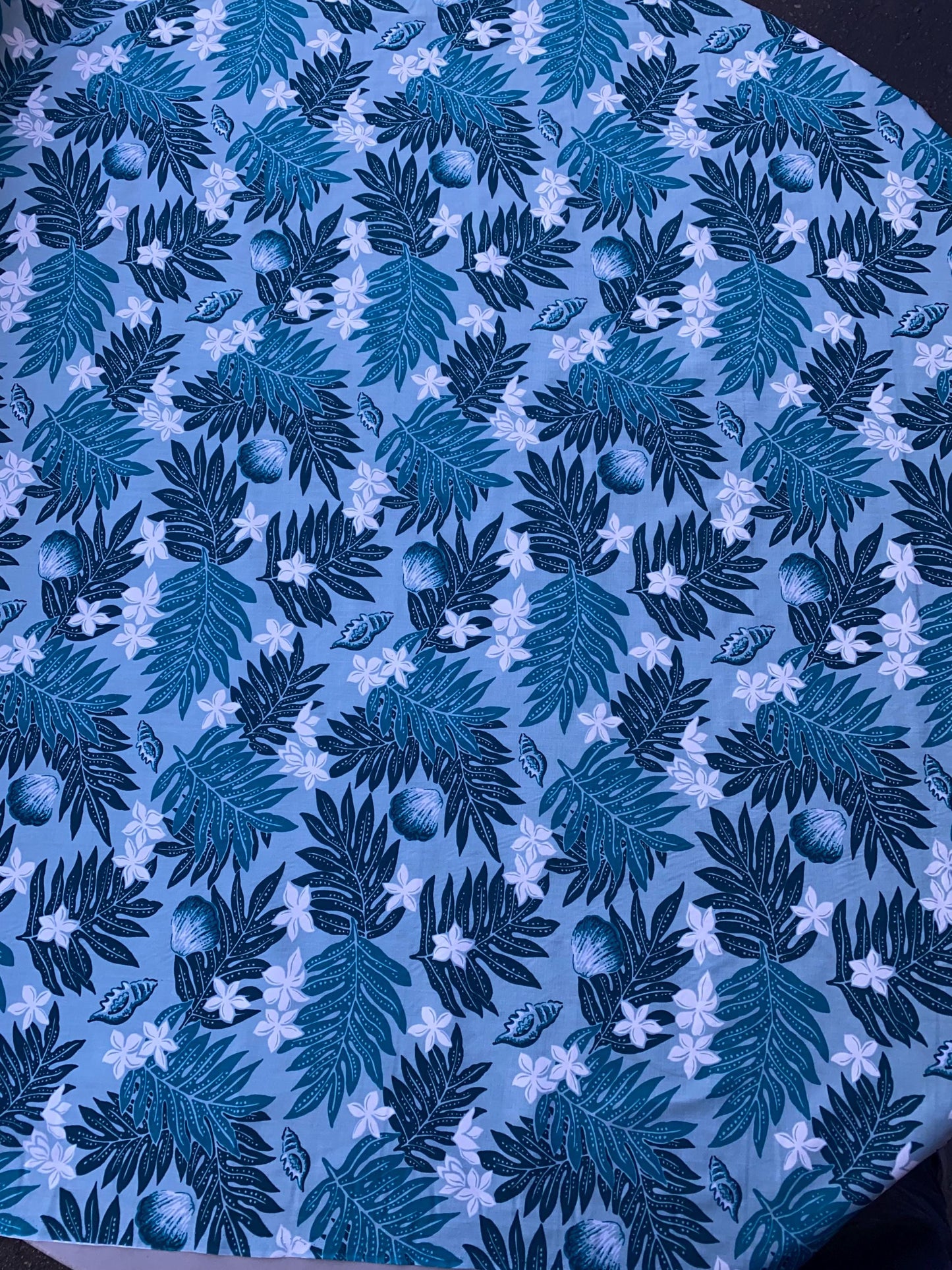 Polynesian Cotton Fabric by the Yard – Turquoise & Aqua Hawaiian Floral Print – 100% Cotton Island Fabric, 45" Wide – Tropical Design | Gtex Fabrics
