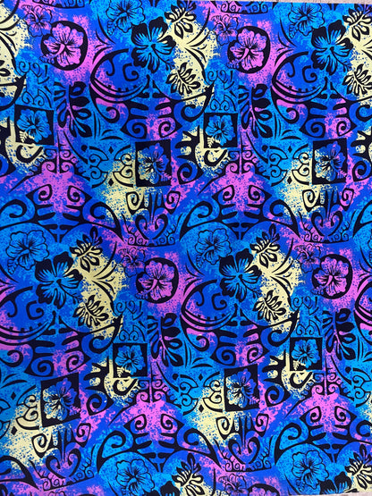 NEW! Polynesian Elegance: 36" Polyester Fabric with Poly Cotton Feel– Tribal and Floral Fusion- Made In Thailand - Low Price - Wholesale " | Gtex Fabrics