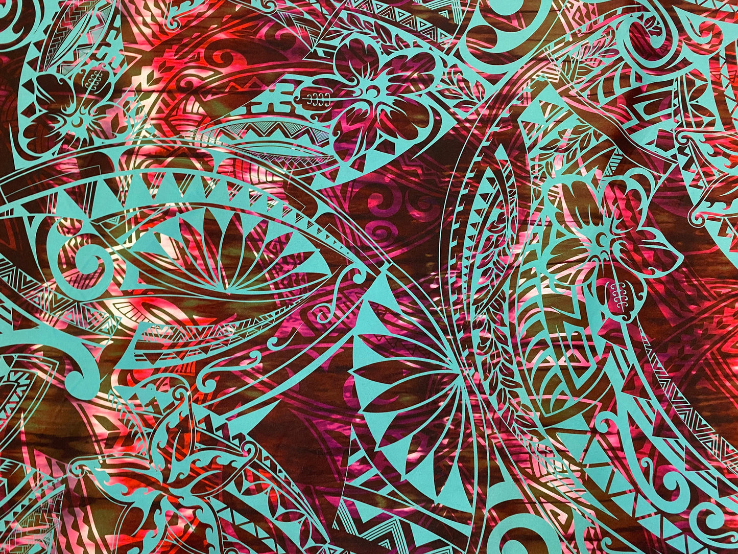 New Tropical Floral and Tribal Polynesian Fabric - Peach Skin Fabric- by the Yard 58" Wide - New Design - Island Hawaiian Fabric | Gtex Fabrics