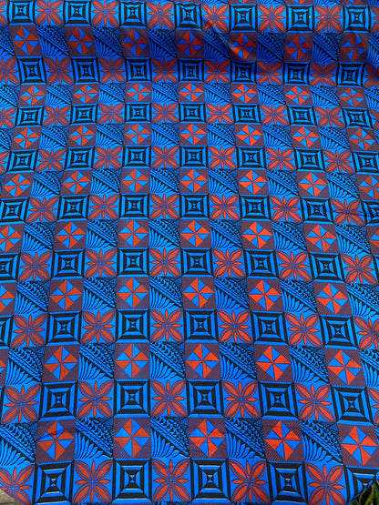 New! Polynesian Fabric, Fiji, Hawaiian -Tapa Block Print Toss, Vibrant Colors, Island Fabric - Sold by the Yard - Peach skin Fabric 45" | Gtex Fabrics