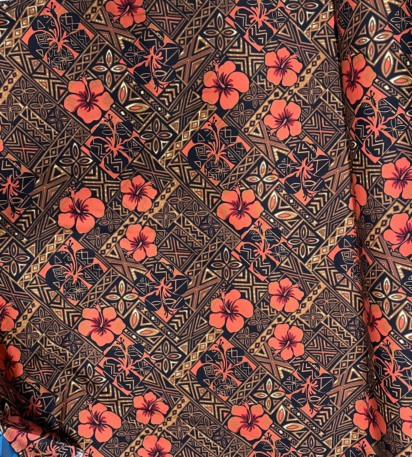 GTEX Collection - Polynesian Fabric -Tapa Fabric, Block Print, Floral Island Fabric - Sold by the Yard - 100% Cotton Fabric 45" - New Design | Gtex Fabrics