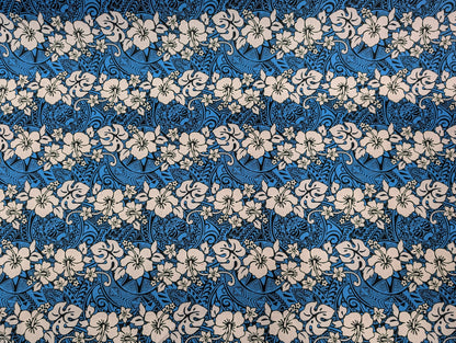 Polynesian Fabric -Tropical Hawaiian Fabric, Tribal Floral Tattoo, Island Fabric - Sold by the Yard - Poly Cotton Fabric 45" - New Design | Gtex Fabrics