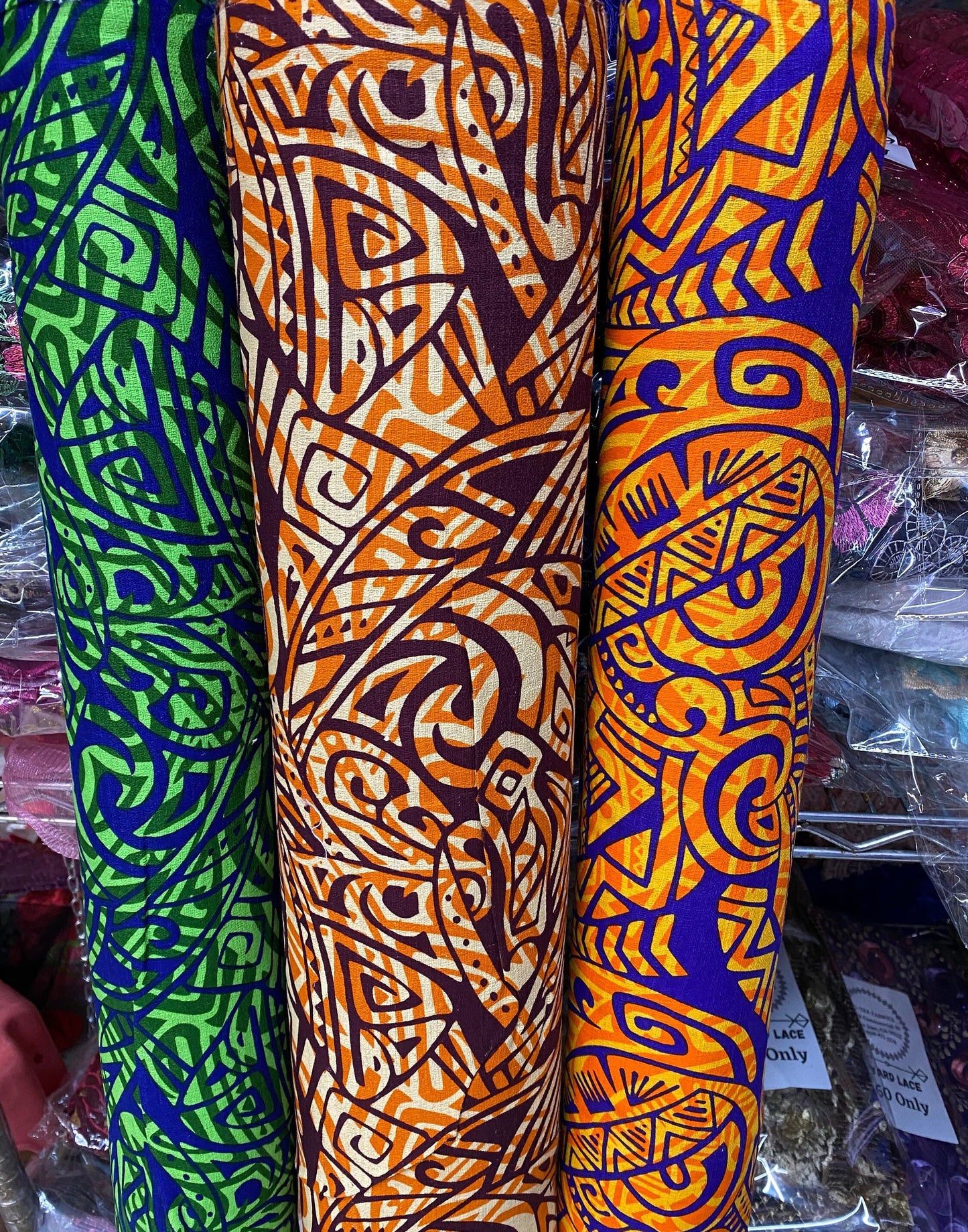 Polynesian Fabric -Tapa Fabric, Block Print, Tribal, Samoan, Fiji, Island Fabric - Sold by the Yard -100% Cotton Lt Bark Cloth -Doby Cotton   | Gtex Fabrics