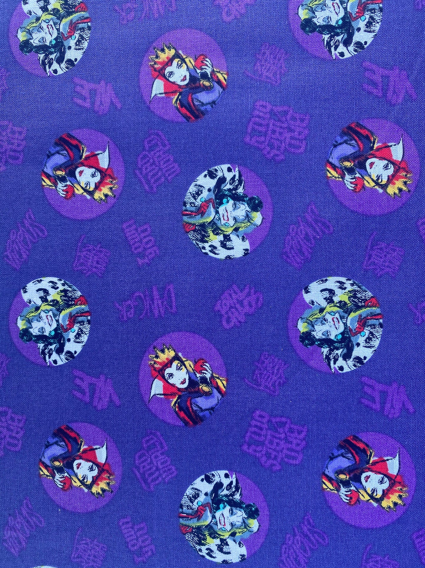 Disney Villains Fabric - Cruella & Maleficent Toss - 100% Cotton - 44” Wide - Sold by the Yard - High Quality Quilting and Craft Fabric | Gtex Fabrics