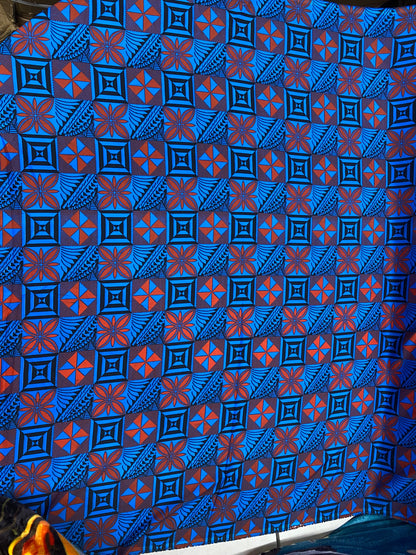 New! Polynesian Fabric, Fiji, Hawaiian -Tapa Block Print Toss, Vibrant Colors, Island Fabric - Sold by the Yard - Peach skin Fabric 45" | Gtex Fabrics