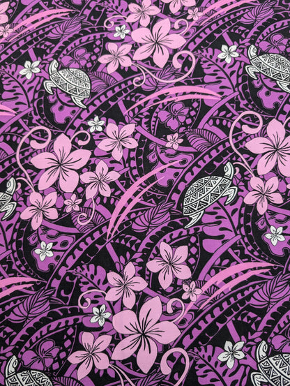GTEX Collection: Tribal Enchantment - Polynesian Fabric - Turtle Print, Island Fabric - Sold by the Yard - Rayon Fabric 45" - New Design  | Gtex Fabrics