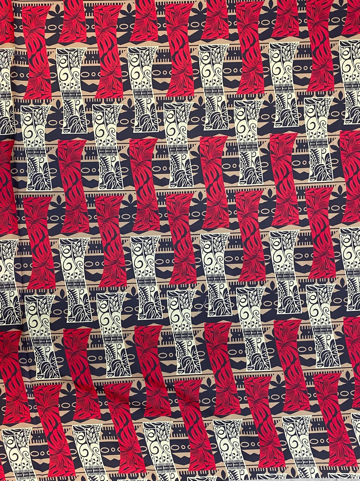 Polynesian Tapa Print, Tribal, Block Print, Polyester Fabric 45" - HD Design Island Fabric | Gtex Fabrics
