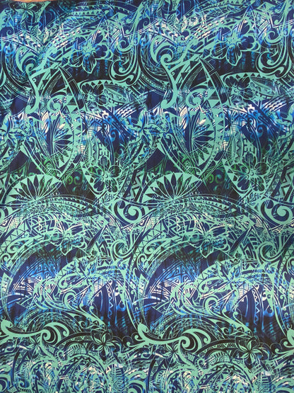 New Tropical Floral and Tribal Polynesian Fabric - Peach Skin Fabric- by the Yard 58" Wide - New Design - Island Hawaiian Fabric | Gtex Fabrics