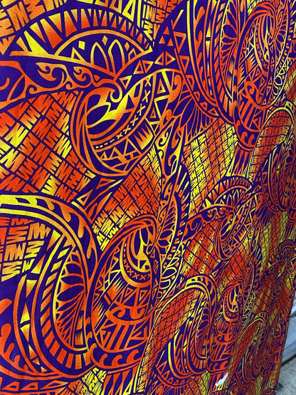 GTEX Collection Tribal Enchantment - Polynesian Fabric - Tribal Tattoo, Island Fabric - Sold by the Yard - Rayon Fabric 45" - New Design | Gtex Fabrics
