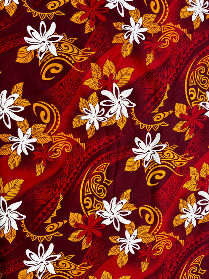 Polynesian Tribal Fabric – 45” Wide | Lightweight Soft Poly Cotton Feel | Sold by Yard or Roll | Made in Thailand | Island Design| Wholesale  | Gtex Fabrics