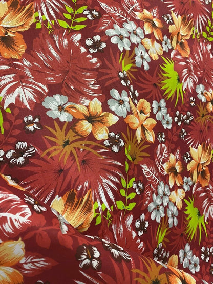 GTEX Collection C111 - Hawaiian Print Luau Floral All Over Design - Poly Cotton Fabric 60"  | Gtex Fabrics