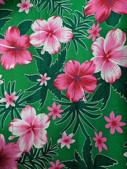 Polynesian Elegance: 36" Polyester Fabric with Poly Cotton Feel– Tropical and Floral Fusion- Vibrant Colors - Made In Thailand | Gtex Fabrics