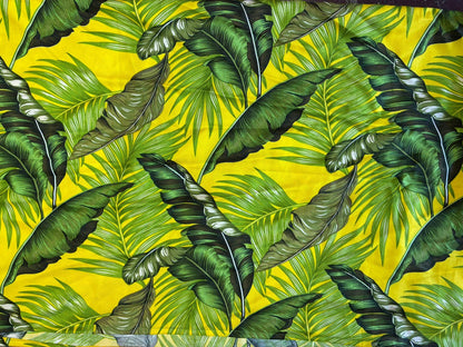 Yellow & Green Ei Lava Lava Sarong – 70"x44" Soft Poplin | Medium Weight | Unisex Pareo Wrap | Handmade in USA  | Gtex Fabrics