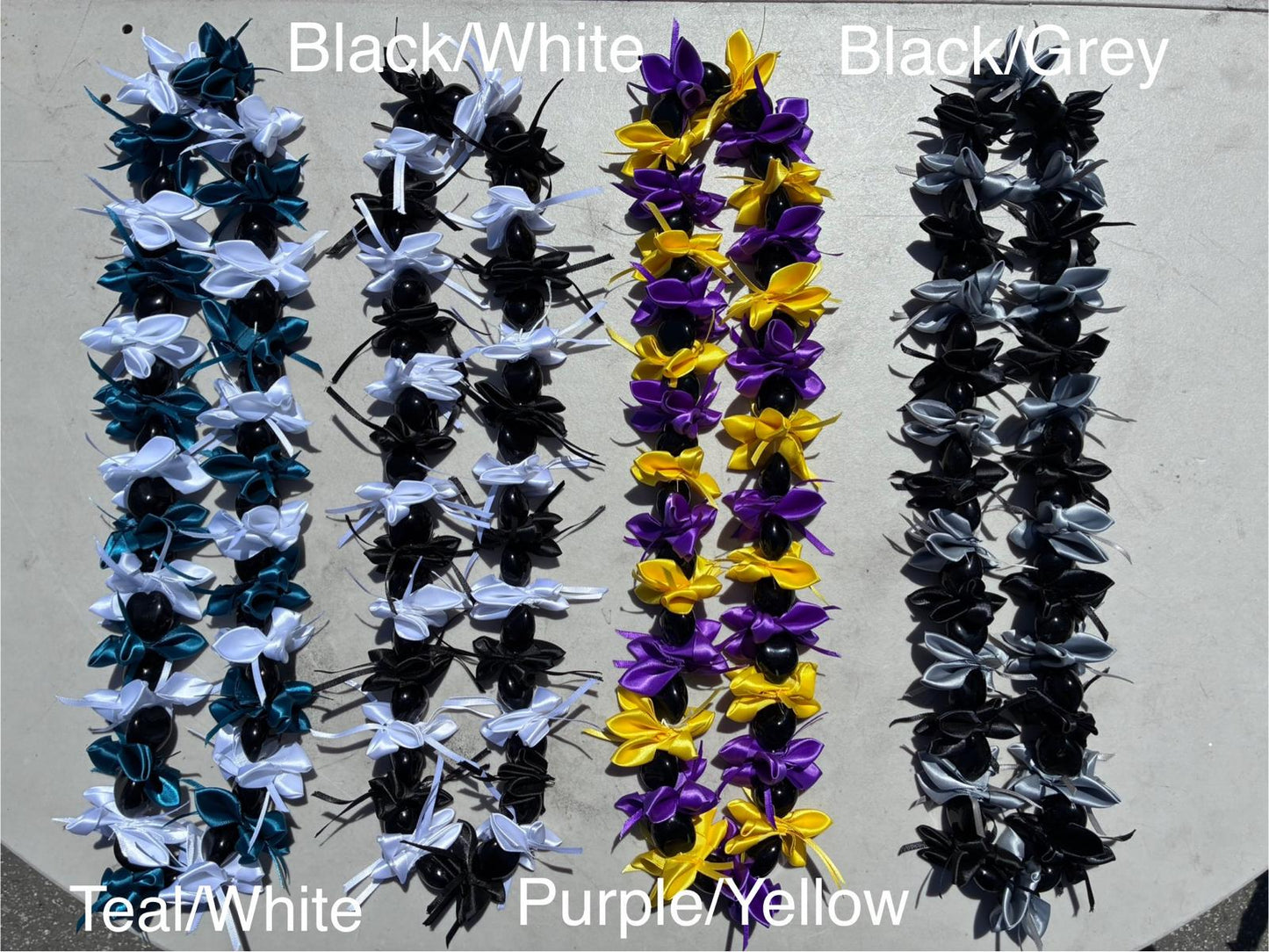 New Hawaiian Graduation Ribbon Kukui Nut Leis - Gift for Grads - Ceremony - New Design -Good Luck, Party, Recognition Wreath | Gtex Fabrics