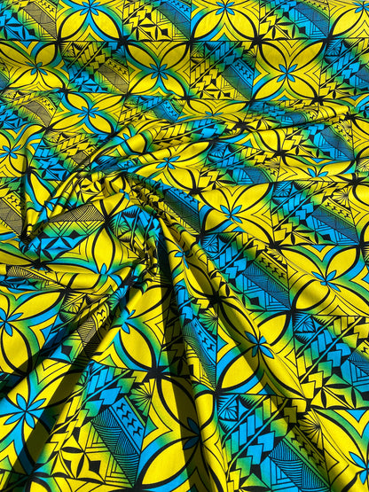 GTEX Collection - Polynesian Fabric -Tapa Fabric, Block Print, Floral Island Fabric - Sold by the Yard - 100% Cotton Fabric 45" - New Design  | Gtex Fabrics