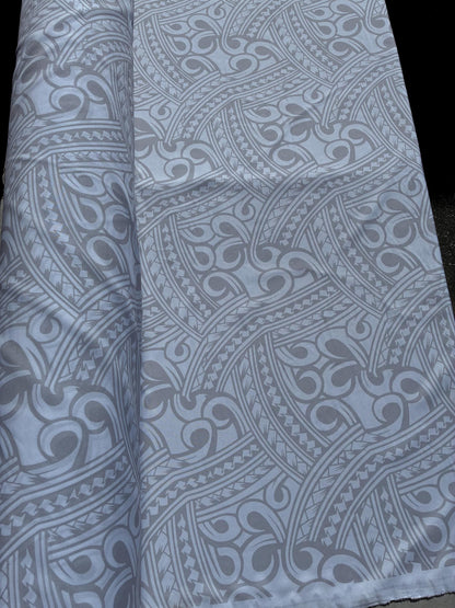 Island Fabric - Polynesian Tribal Fabric – 100% Polyester MiniMatt – Made in New Zealand 60” Wide (White)  | Gtex Fabrics