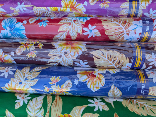 Roll, Bolt - Polynesian Elegance: 36" Polyester Fabric with Poly Cotton Feel– Tropical and Floral Fusion - Vibrant Colors - Wholesale Price  | Gtex Fabrics