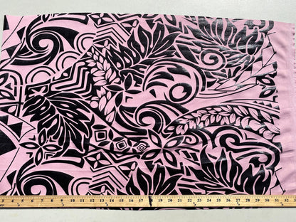 GTEX Collection- Exquisite Traditional Polynesian Tattoo Design | Foil Fabric - Stretch Scuba Fabric - 63" Luxury -Quality (Pink & Black)  | Gtex Fabrics