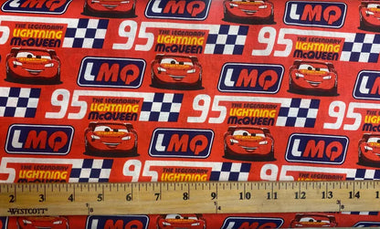 Disney Cars Fabric - Legendary Lightning McQueen Toss - 100% Cotton - 43” Wide - Sold by the Yard - Kids Quilting & Crafts Material | Gtex Fabrics
