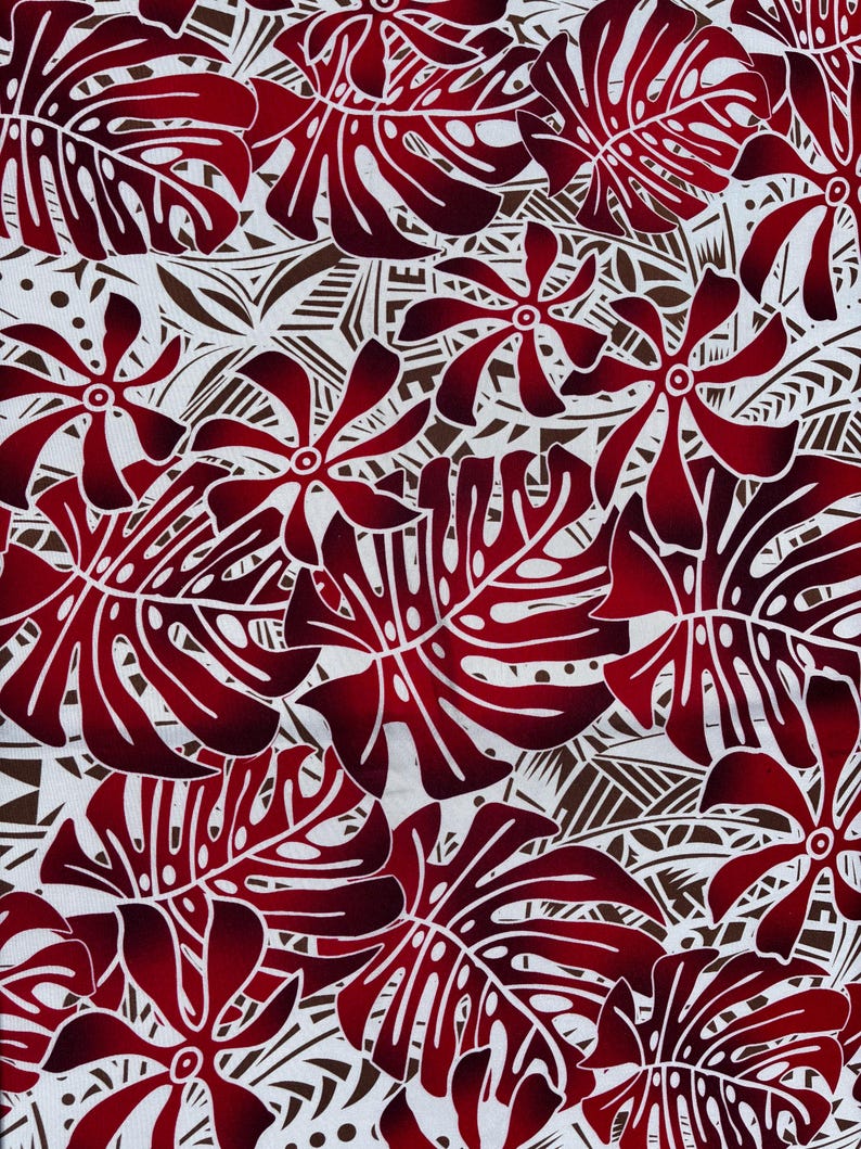 Hawaiian Tropical Hibiscus Polynesian Fabric - Peach Skin Fabric- by the Yard 58" Wide - New Design - Island Fabric 546 | Gtex Fabrics