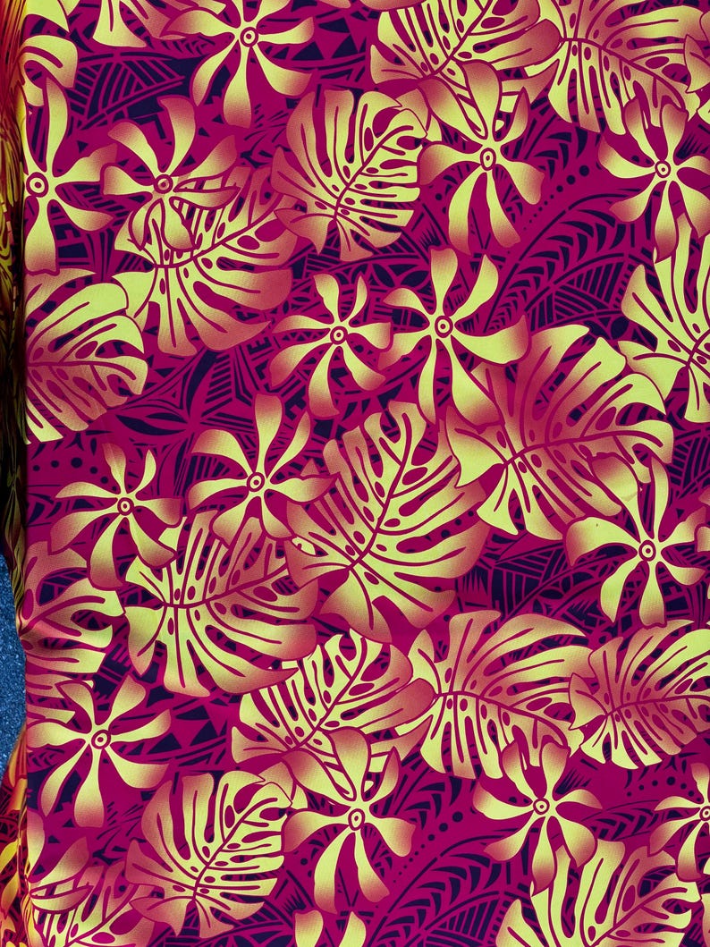 Hawaiian Tropical Hibiscus Polynesian Fabric - Peach Skin Fabric- by the Yard 58" Wide - New Design - Island Fabric 546 | Gtex Fabrics
