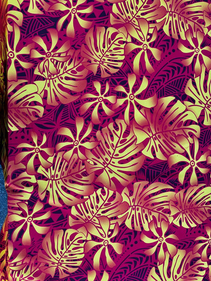 Hawaiian Tropical Hibiscus Polynesian Fabric - Peach Skin Fabric- by the Yard 58" Wide - New Design - Island Fabric 546 | Gtex Fabrics
