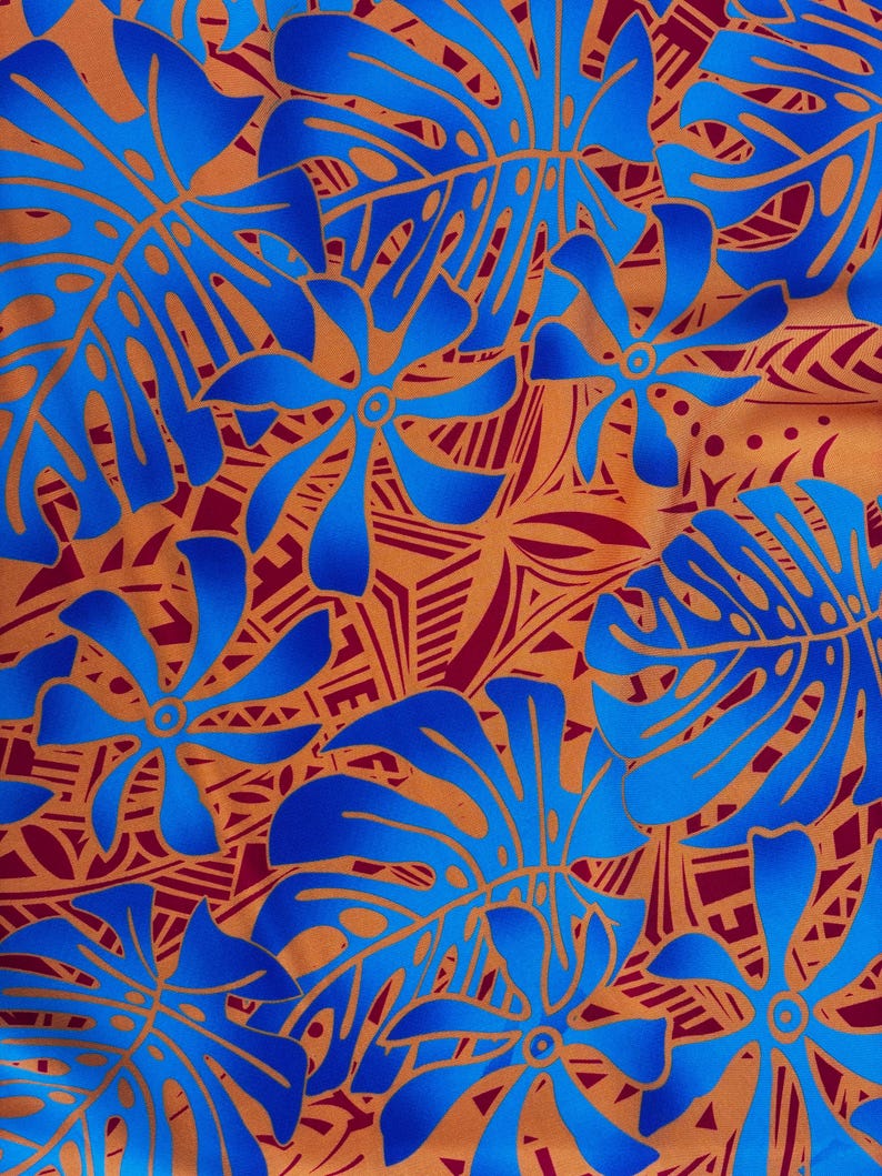 Hawaiian Tropical Hibiscus Polynesian Fabric - Peach Skin Fabric- by the Yard 58" Wide - New Design - Island Fabric 546 | Gtex Fabrics
