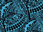 Polynesian Tribal Fabric – Aqua Blue and Black 100% Cotton, 44” Wide Island Print by the Yard